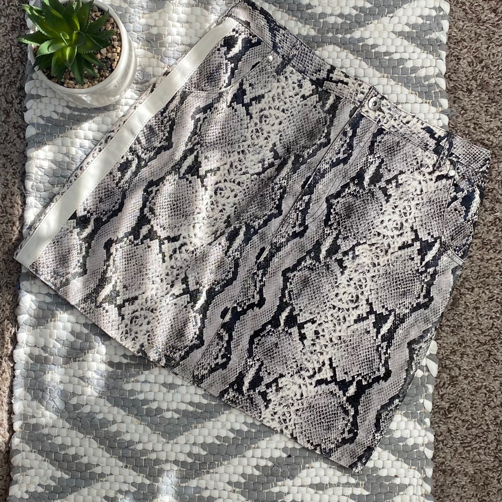 BB Dakota Snake Print Faux Leather Skirt